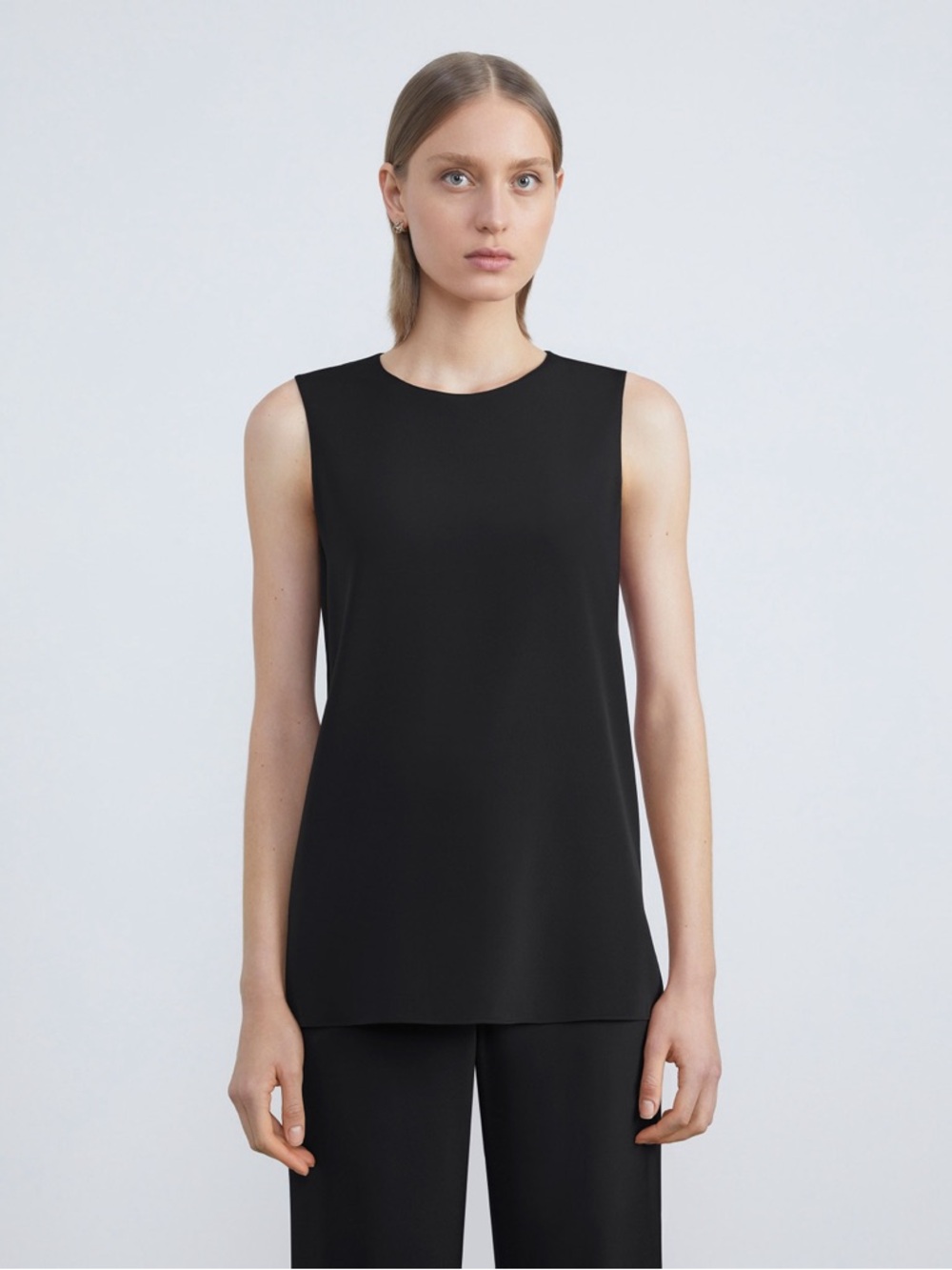 Lafayette 148 SILK CREPE DE CHINE SLEEVELESS BLOUSE